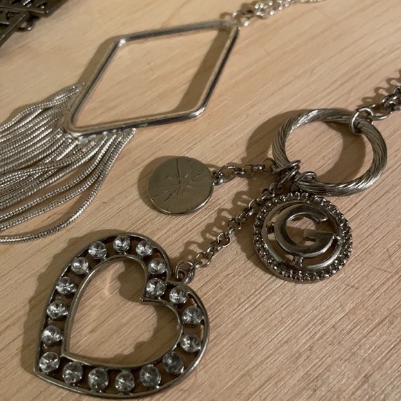 3 Long Silvertone Pendant Necklaces - Picture 4 of 5